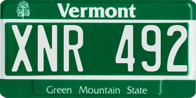 VT license plate XNR492
