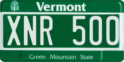 VT license plate XNR500
