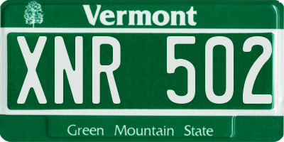 VT license plate XNR502