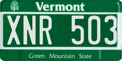 VT license plate XNR503