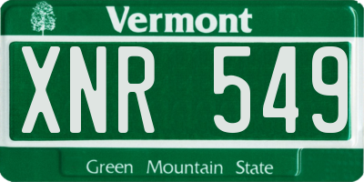 VT license plate XNR549