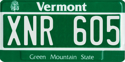 VT license plate XNR605