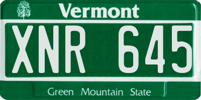 VT license plate XNR645