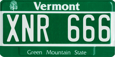 VT license plate XNR666