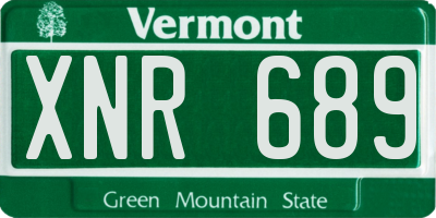 VT license plate XNR689