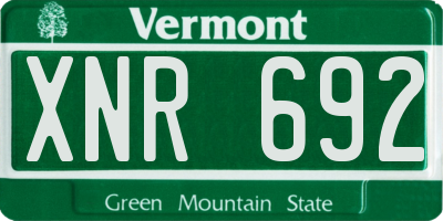 VT license plate XNR692
