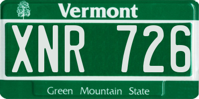 VT license plate XNR726