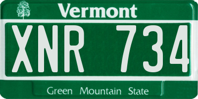 VT license plate XNR734