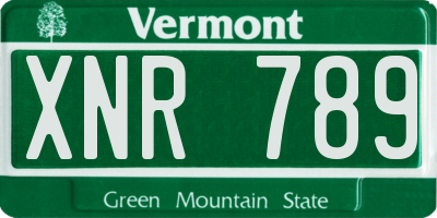 VT license plate XNR789