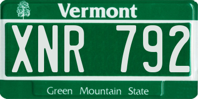 VT license plate XNR792