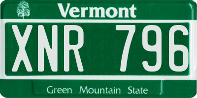 VT license plate XNR796