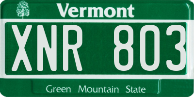 VT license plate XNR803