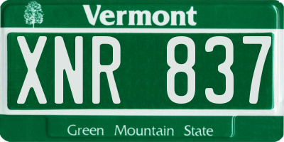 VT license plate XNR837