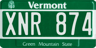 VT license plate XNR874