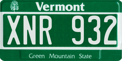 VT license plate XNR932