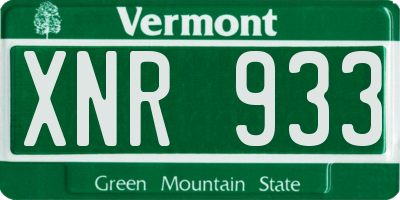 VT license plate XNR933