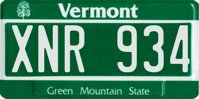 VT license plate XNR934