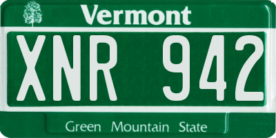 VT license plate XNR942
