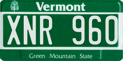 VT license plate XNR960