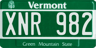VT license plate XNR982