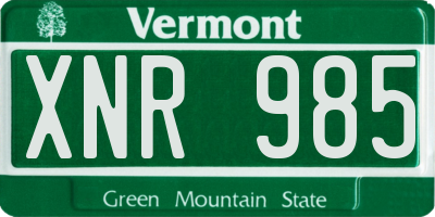 VT license plate XNR985