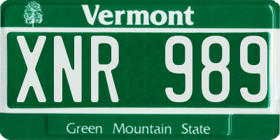 VT license plate XNR989