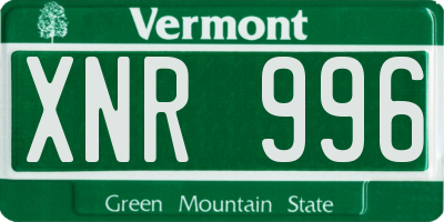 VT license plate XNR996