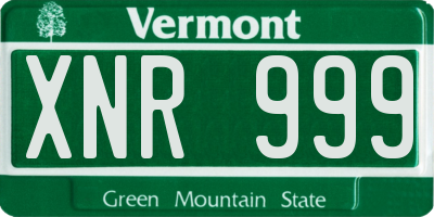 VT license plate XNR999