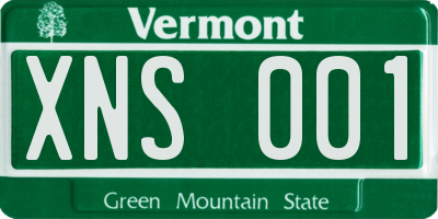 VT license plate XNS001