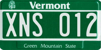 VT license plate XNS012
