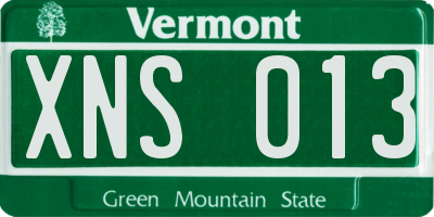 VT license plate XNS013