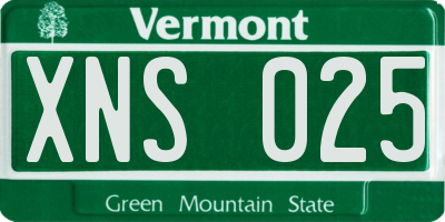 VT license plate XNS025