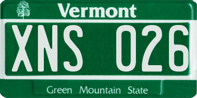 VT license plate XNS026
