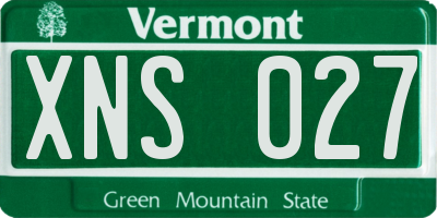 VT license plate XNS027