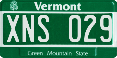 VT license plate XNS029