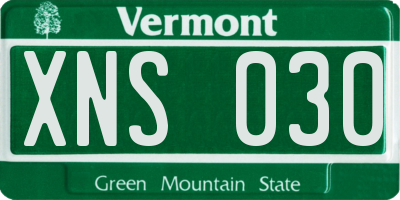 VT license plate XNS030