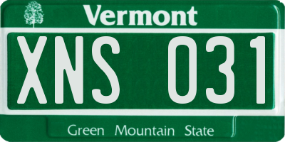 VT license plate XNS031