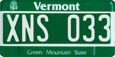 VT license plate XNS033