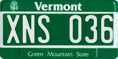 VT license plate XNS036
