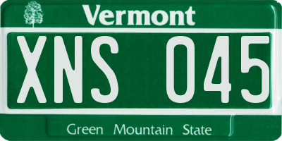 VT license plate XNS045