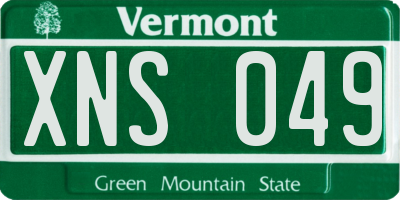 VT license plate XNS049