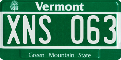 VT license plate XNS063