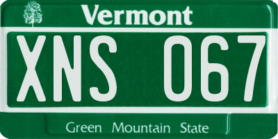 VT license plate XNS067