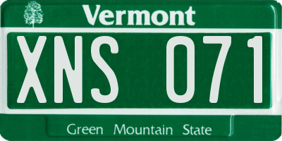 VT license plate XNS071