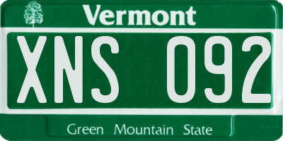 VT license plate XNS092