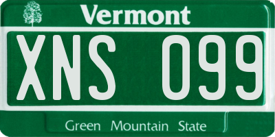 VT license plate XNS099
