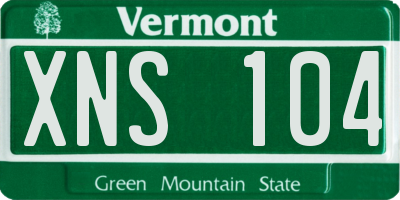 VT license plate XNS104