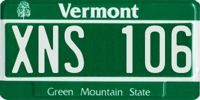 VT license plate XNS106