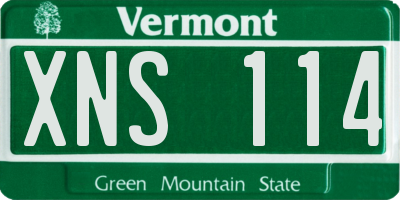 VT license plate XNS114