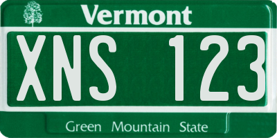VT license plate XNS123